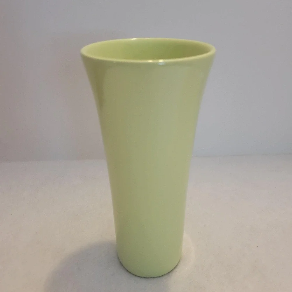 FTD Ceramic Trumpet Vase 7in Pastel‎ Green Vintage Floral KLB 24211 Thailand